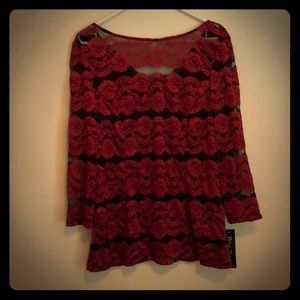 Blu Sage black/red lace top